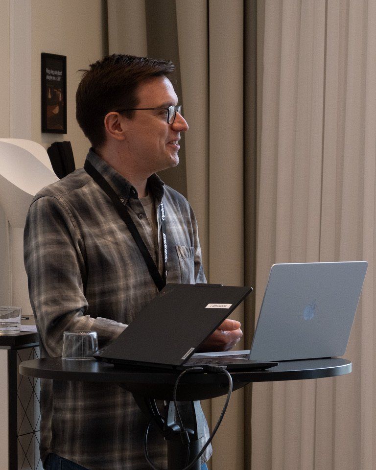 Dušan Dželebdžić giving a talk at the OpenVMS Bootcamp in Malmö, 2026